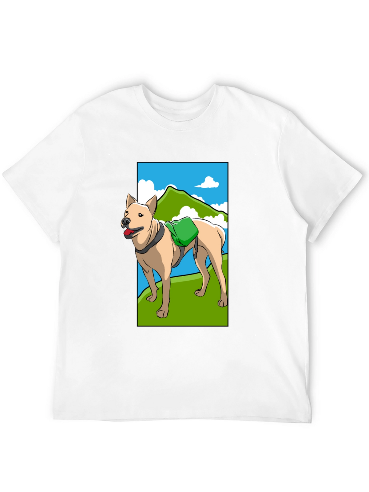 Dog Hiking Adventure Graphic Tee - Black Cotton Shirt