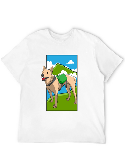 Dog Hiking Adventure Graphic Tee - Black Cotton Shirt