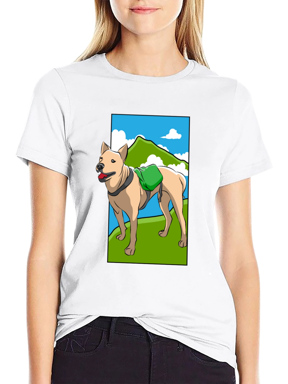 Dog Hiking Adventure Graphic Tee - Black Cotton Shirt