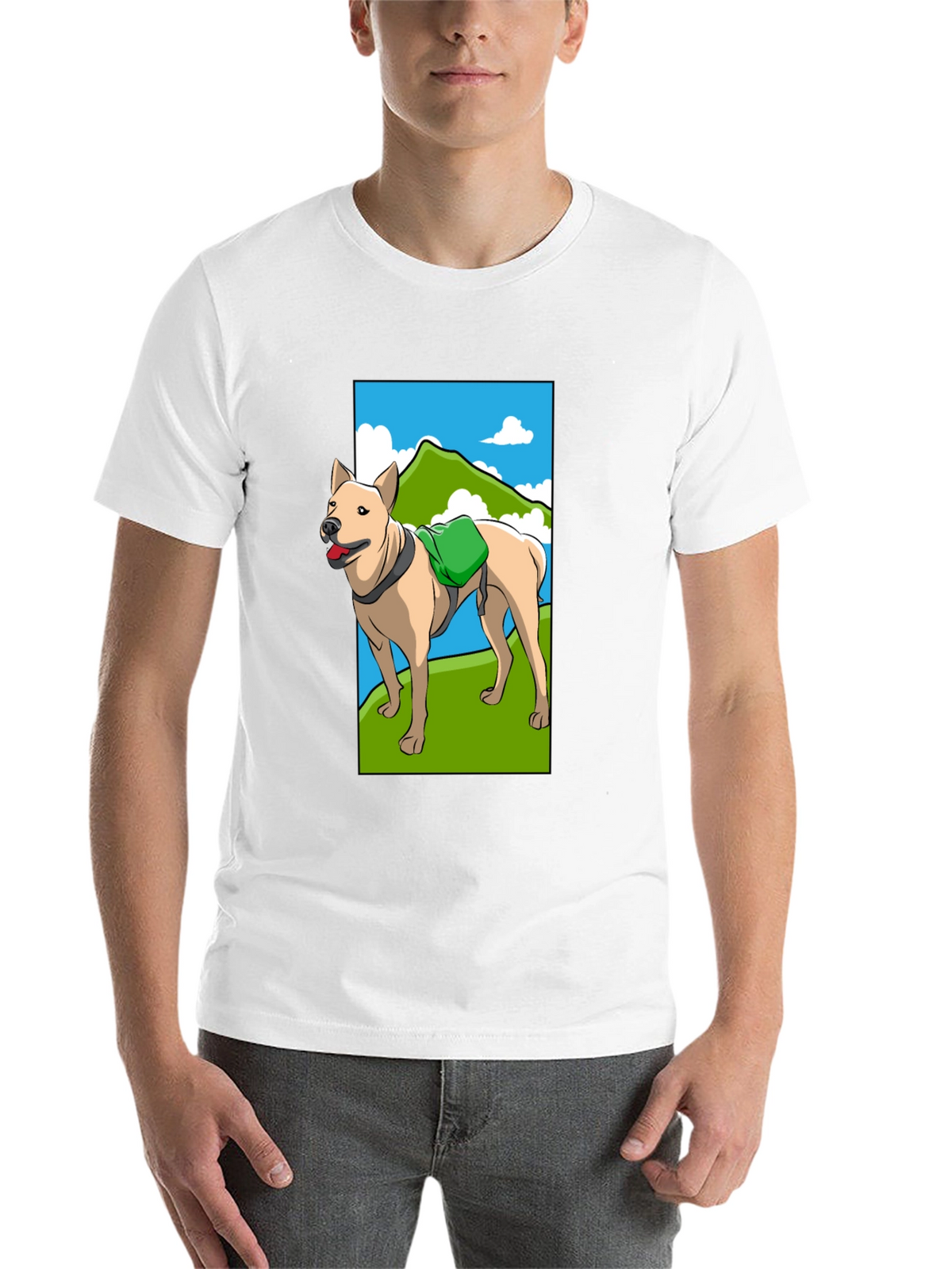 Dog Hiking Adventure Graphic Tee - Black Cotton Shirt