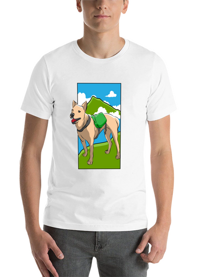 Dog Hiking Adventure Graphic Tee - Black Cotton Shirt