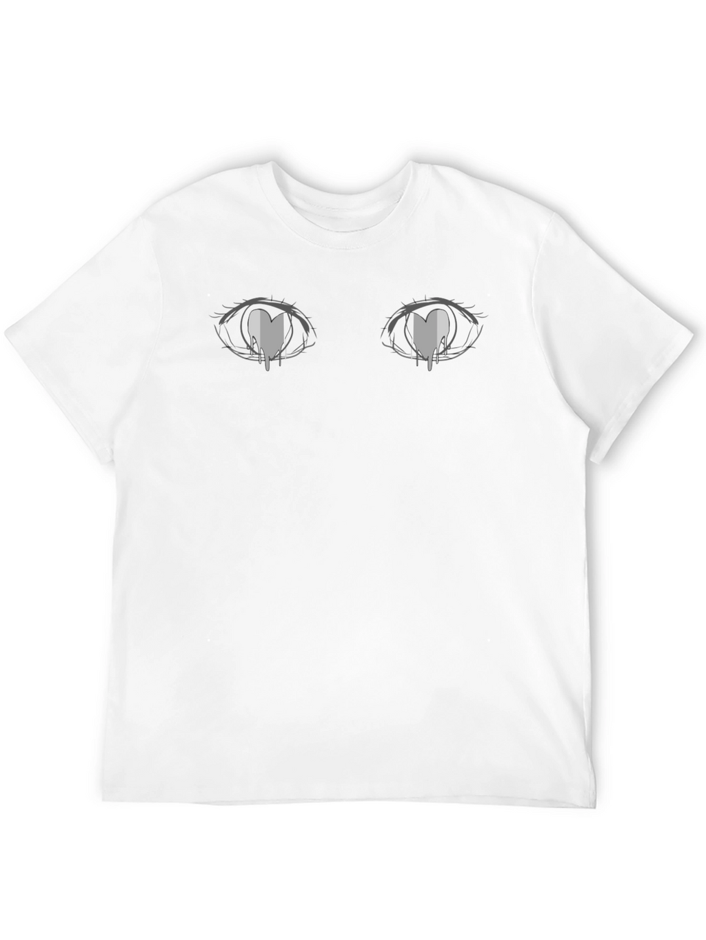 Anime Eyes Heart Tears Graphic Black T-Shirt