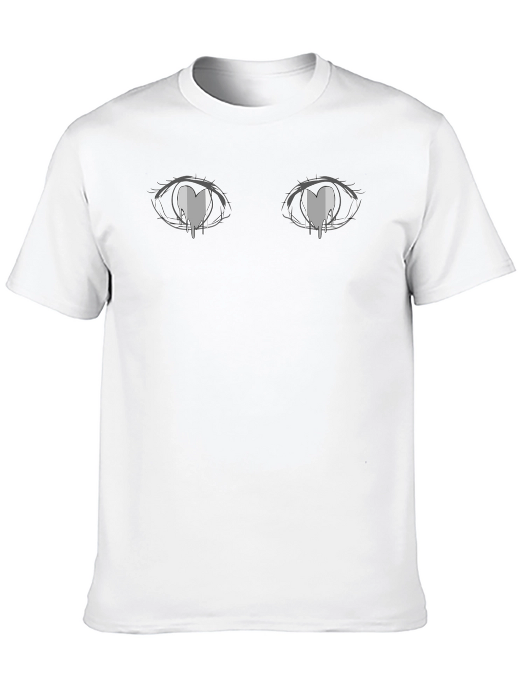 Anime Eyes Heart Tears Graphic Black T-Shirt
