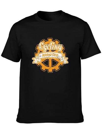 Cycling Addicted Graphic Tee - Black Cotton T-Shirt