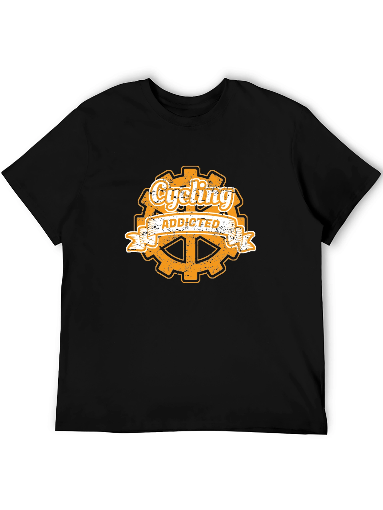 Cycling Addicted Graphic Tee - Black Cotton T-Shirt