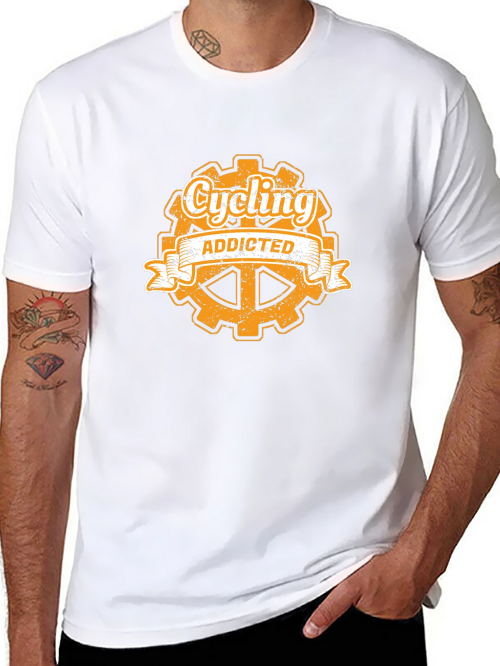 Cycling Addicted Graphic Tee - Black Cotton T-Shirt