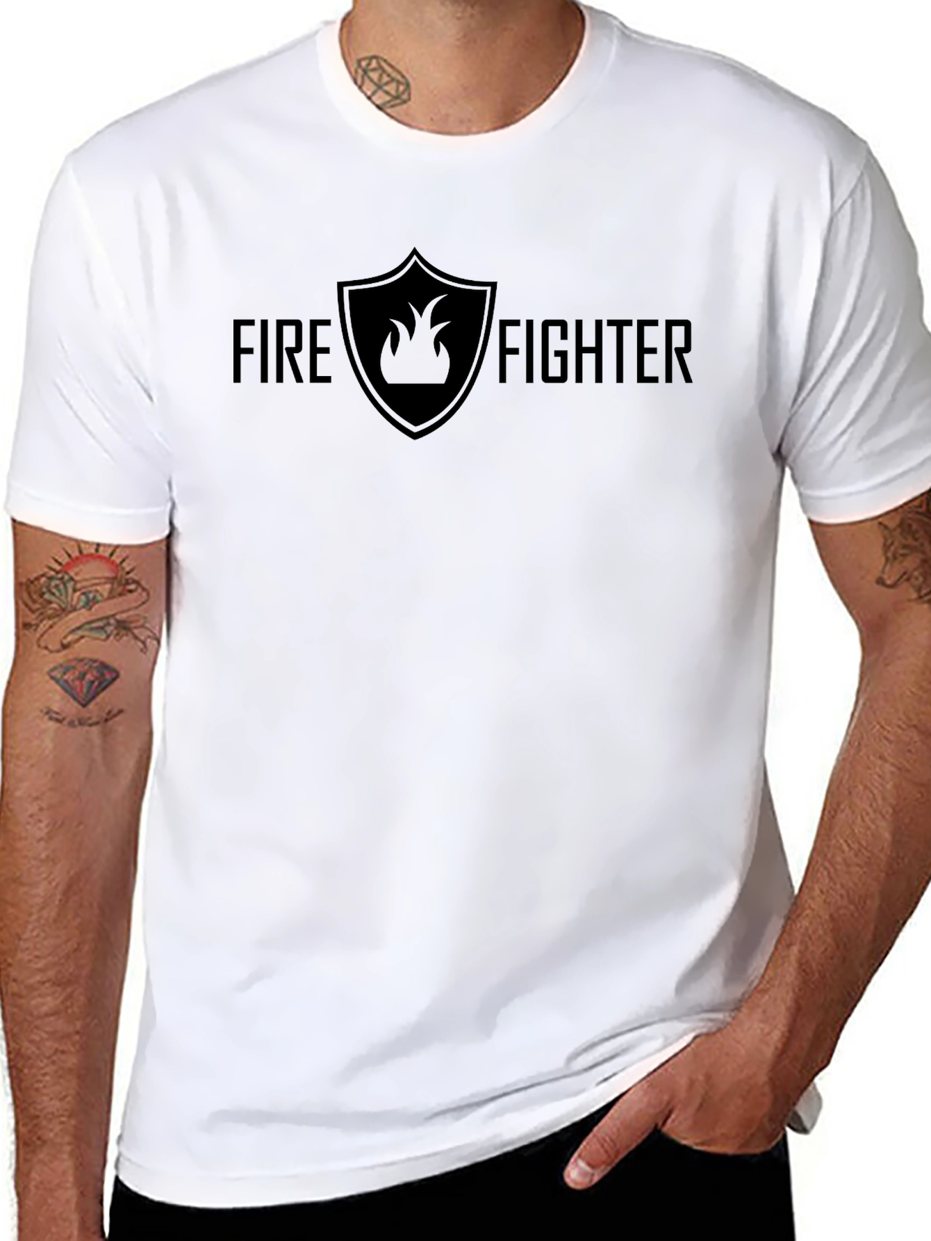 Firefighter Graphic Tee - Black Cotton Blend