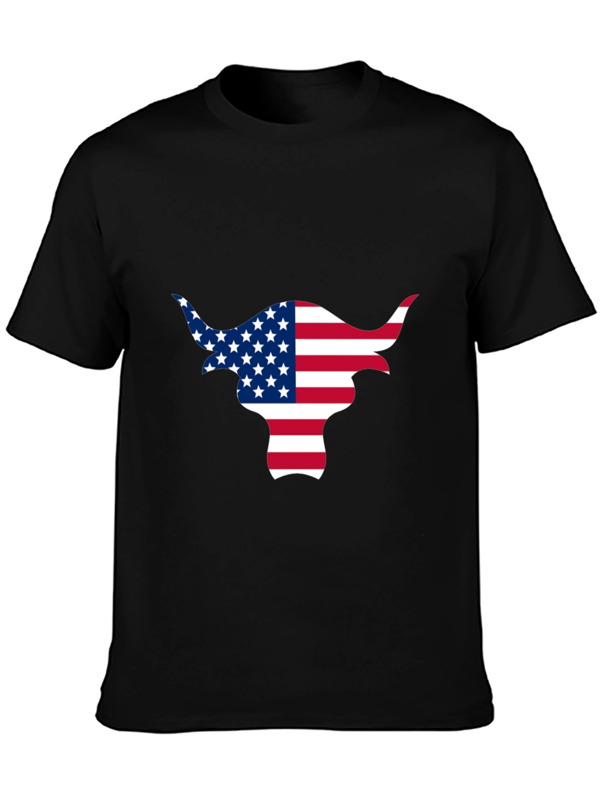 American Flag Bull Graphic Black Tee