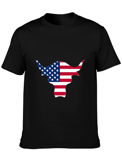 American Flag Bull Graphic Black Tee