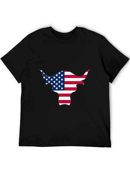 American Flag Bull Graphic Black Tee