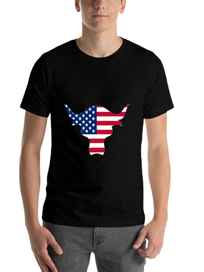 American Flag Bull Graphic Black Tee