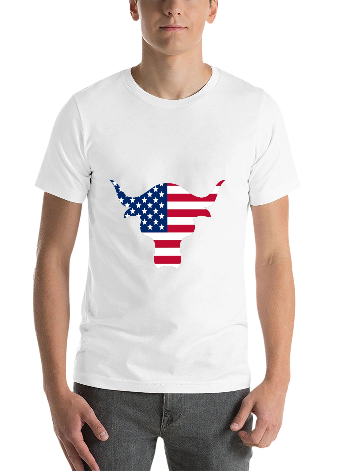 American Flag Bull Graphic Black Tee