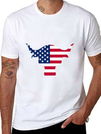 American Flag Bull Graphic Black Tee