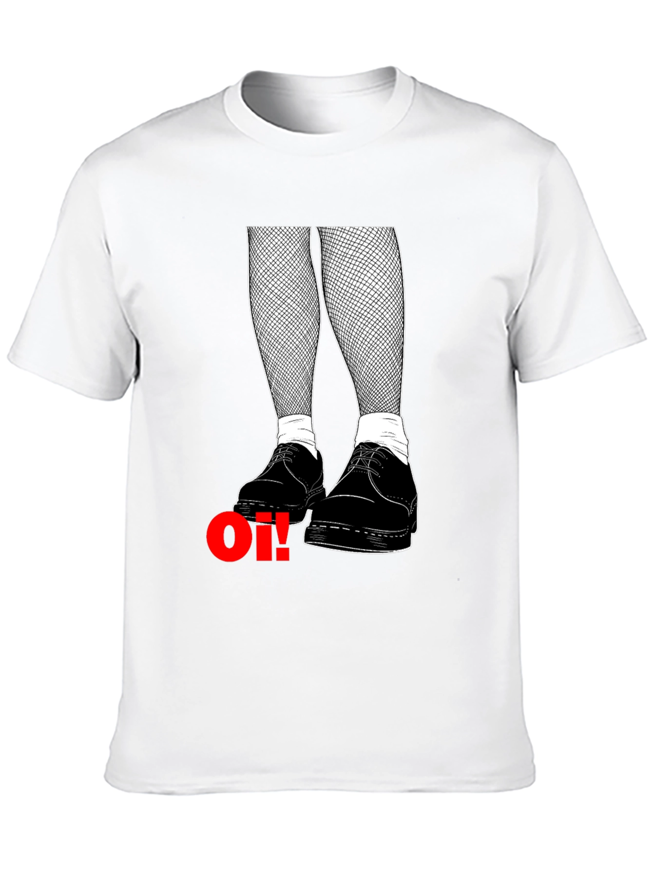 Oi! T-Shirt: Skinhead Style with Fishnet & Boots