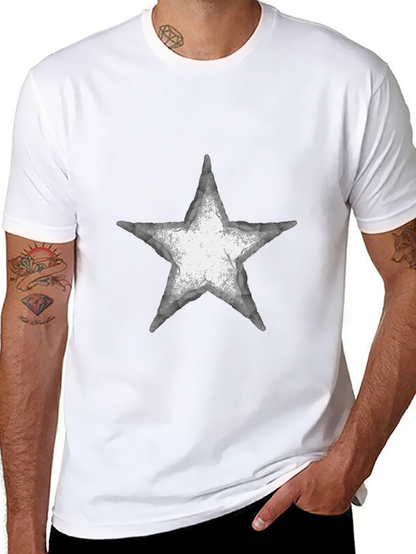 Distressed Star Graphic Tee - Casual Black T-Shirt