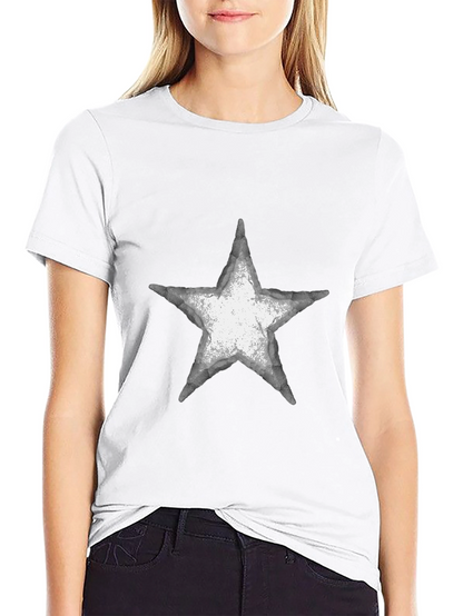 Distressed Star Graphic Tee - Casual Black T-Shirt