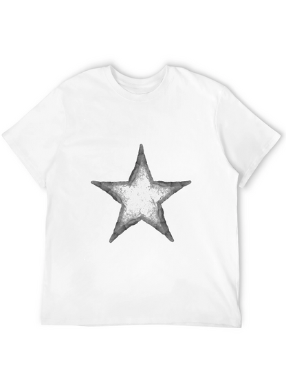 Distressed Star Graphic Tee - Casual Black T-Shirt