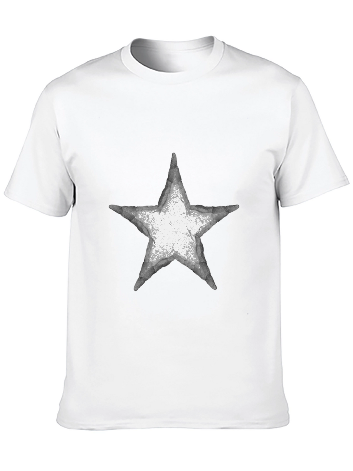Distressed Star Graphic Tee - Casual Black T-Shirt