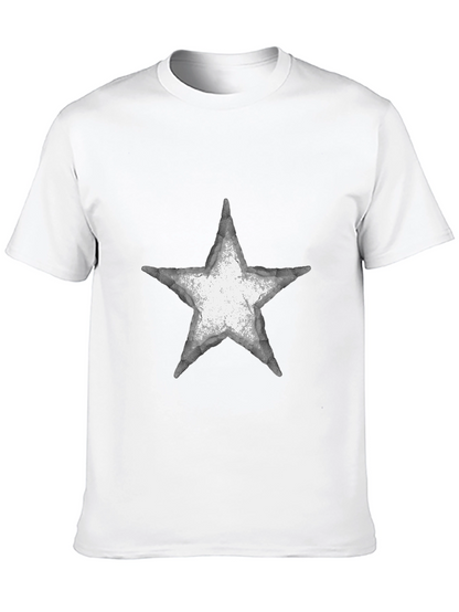 Distressed Star Graphic Tee - Casual Black T-Shirt