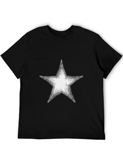 Distressed Star Graphic Tee - Casual Black T-Shirt