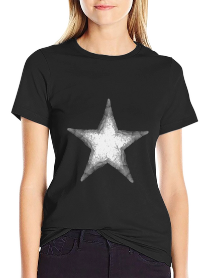 Distressed Star Graphic Tee - Casual Black T-Shirt