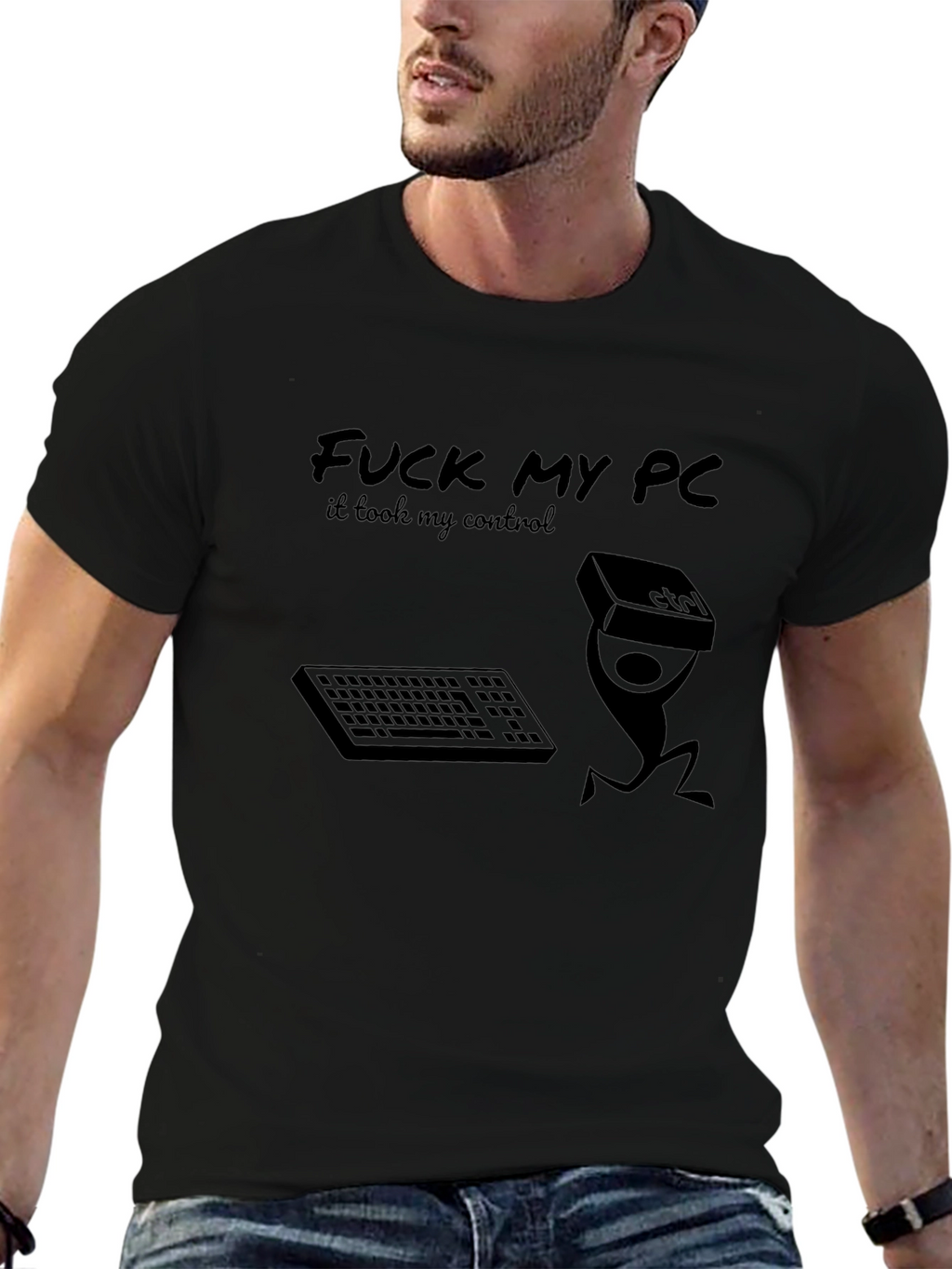 Funny PC Gamer T-Shirt - Control Freak Design