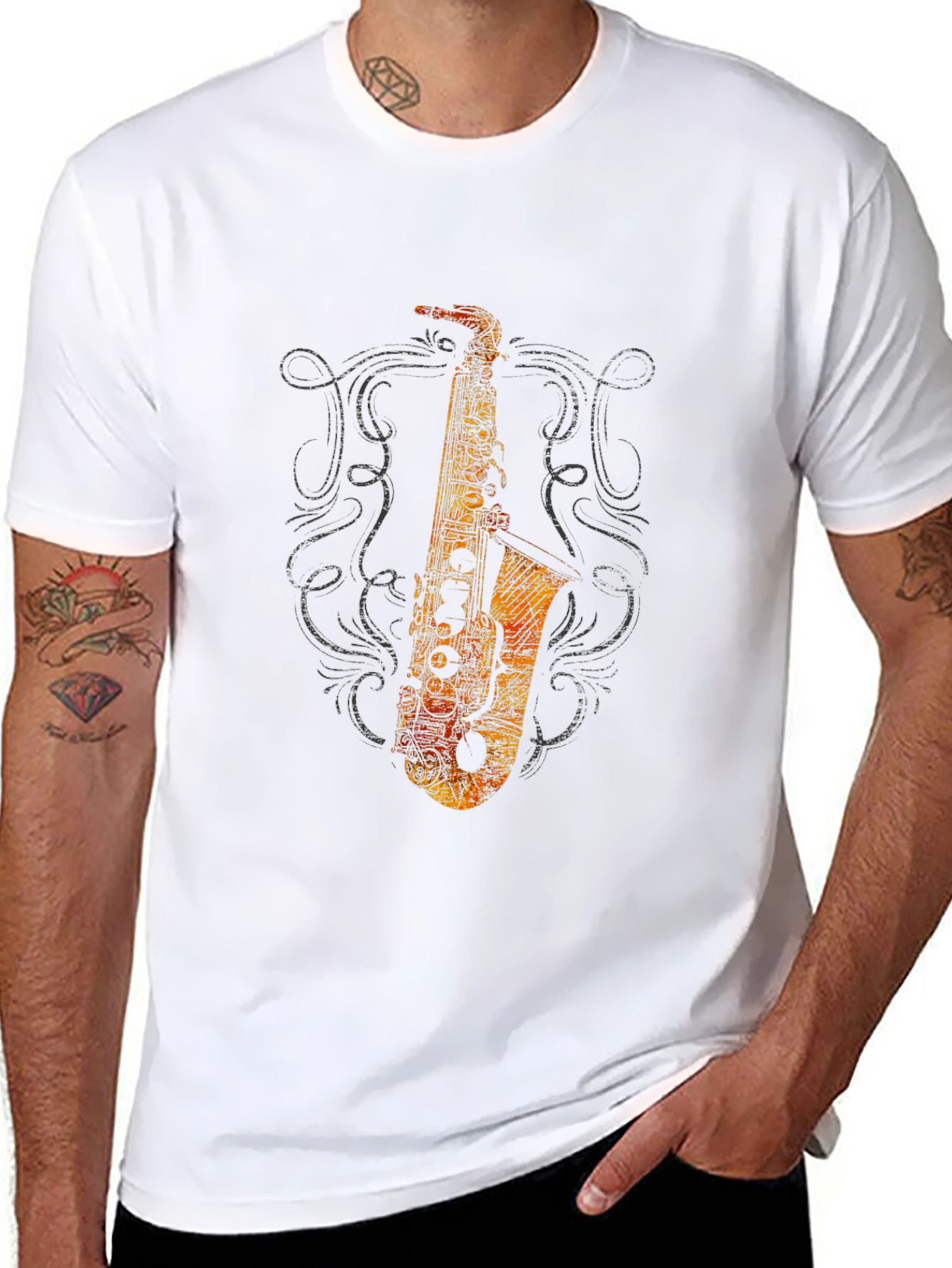Saxophone Graphic Black T-Shirt