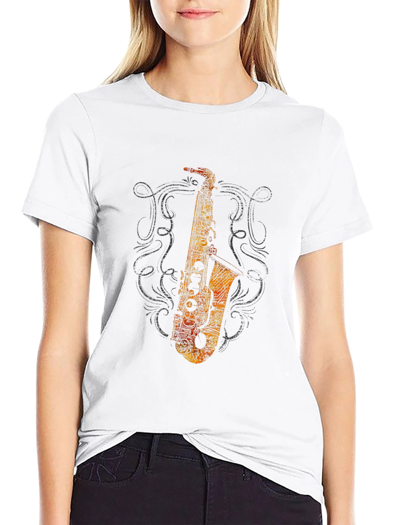 Saxophone Graphic Black T-Shirt
