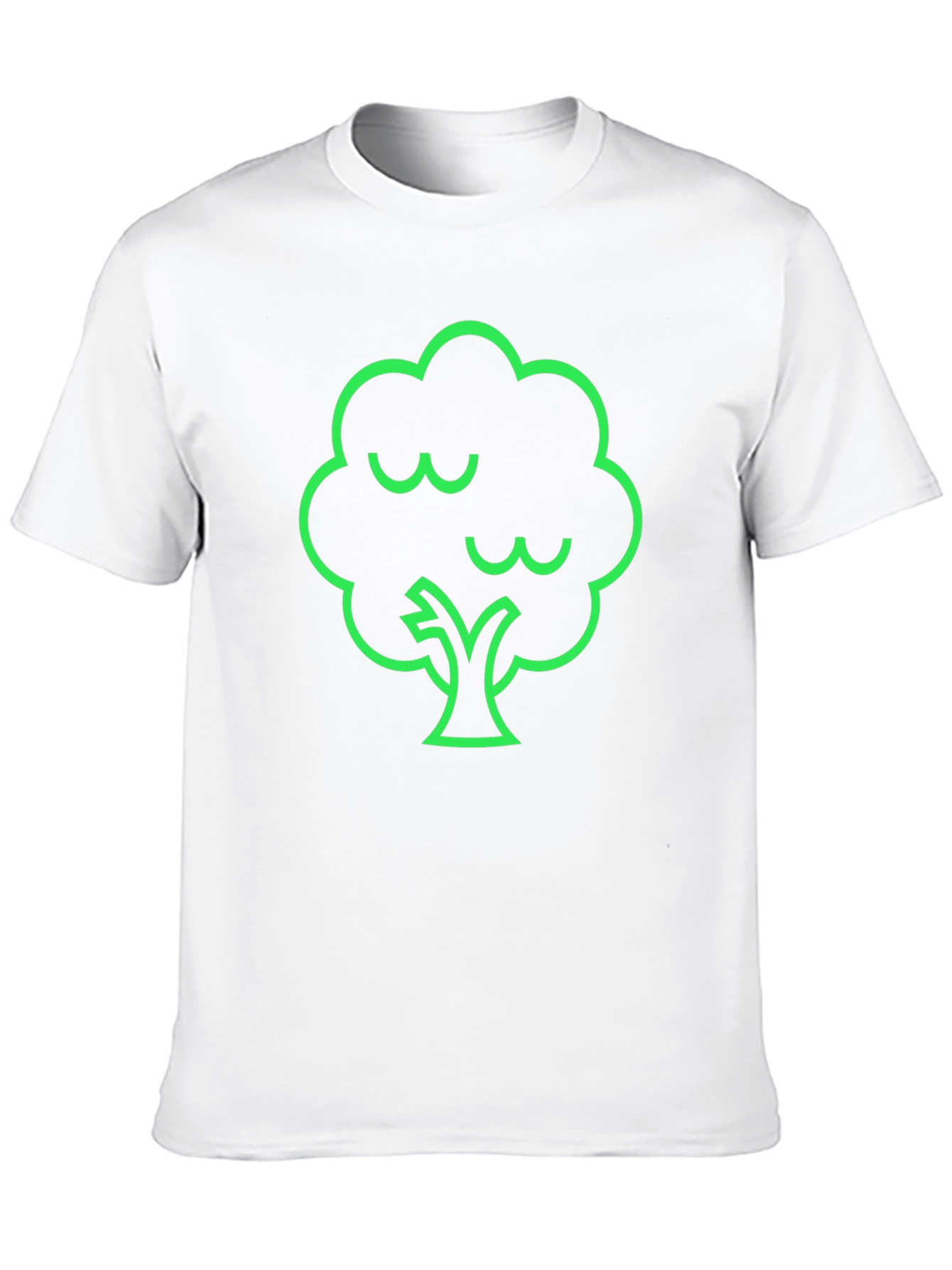 Modern Green Tree Graphic Black T-Shirt
