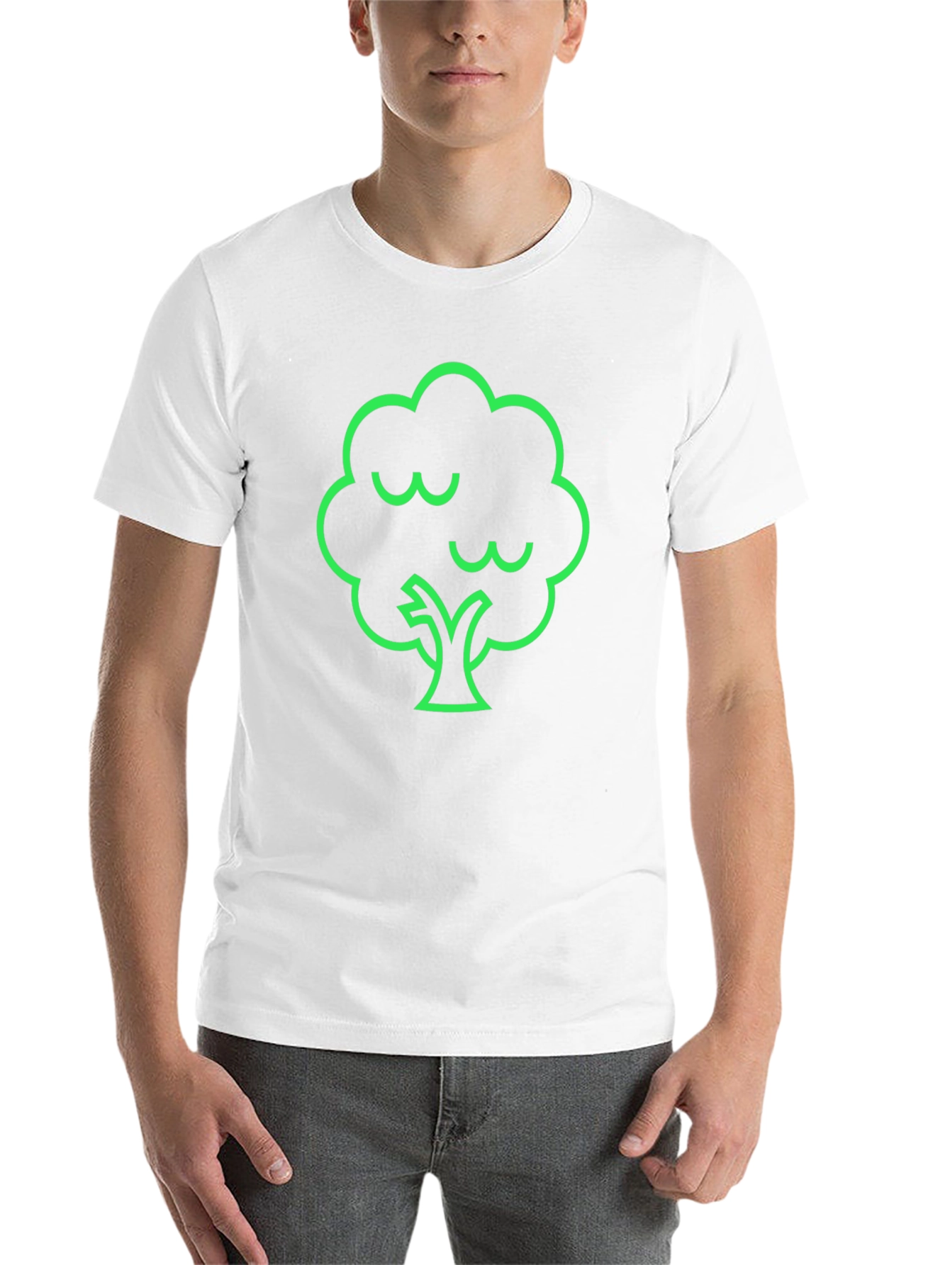 Modern Green Tree Graphic Black T-Shirt