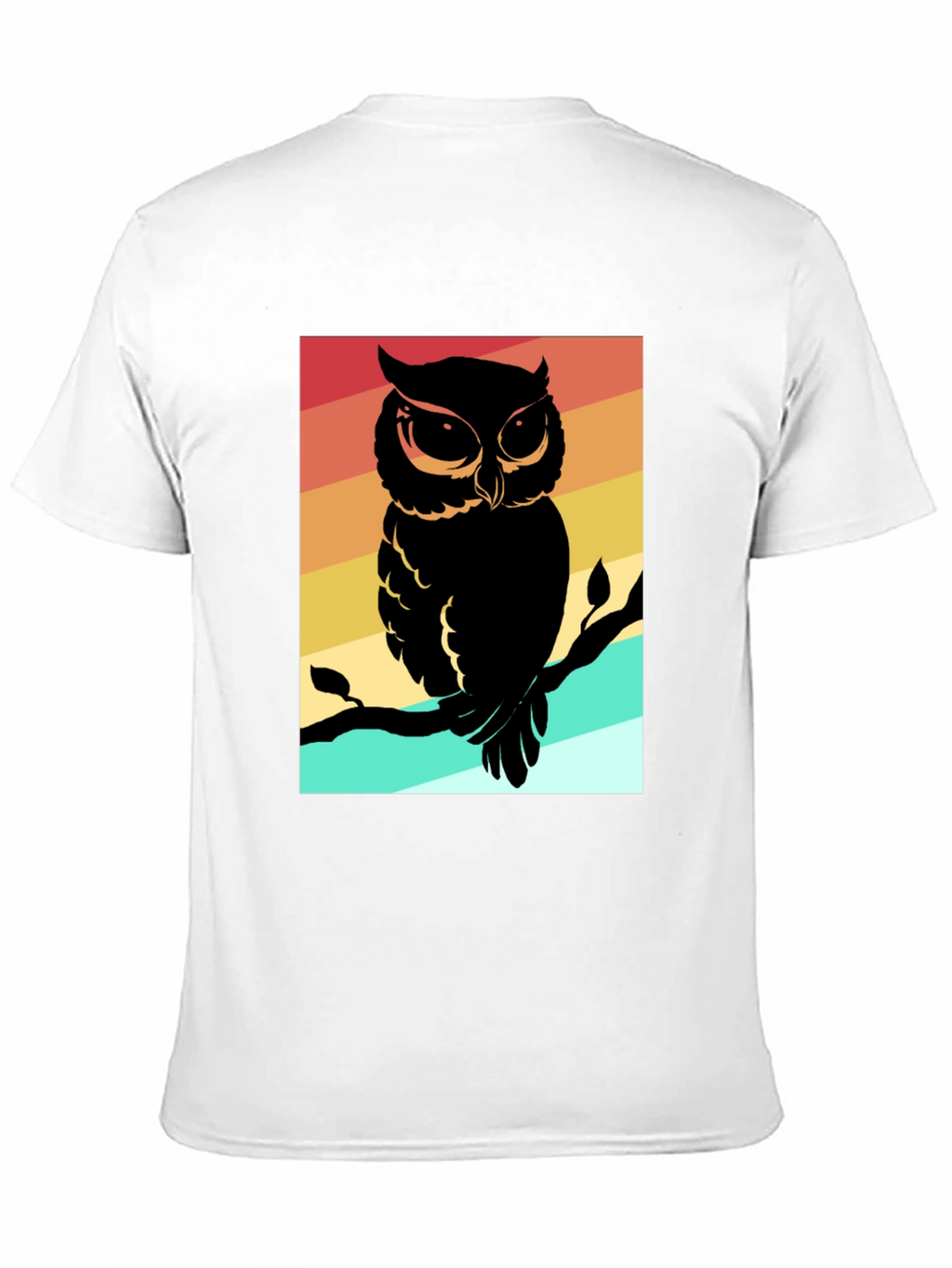 Retro Owl Graphic Tee - Mens Black Cotton T-Shirt
