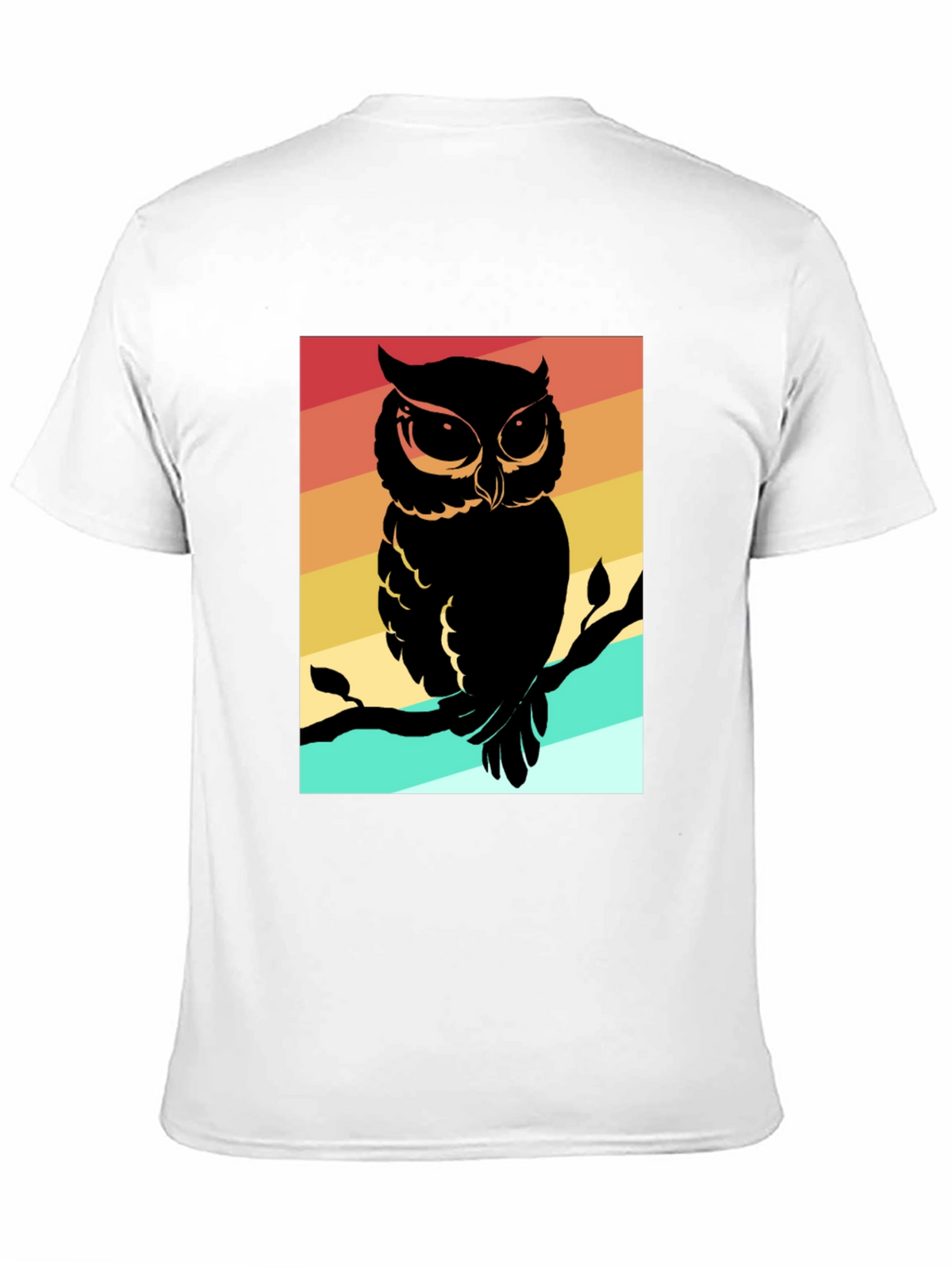 Retro Owl Graphic Tee - Mens Black Cotton T-Shirt