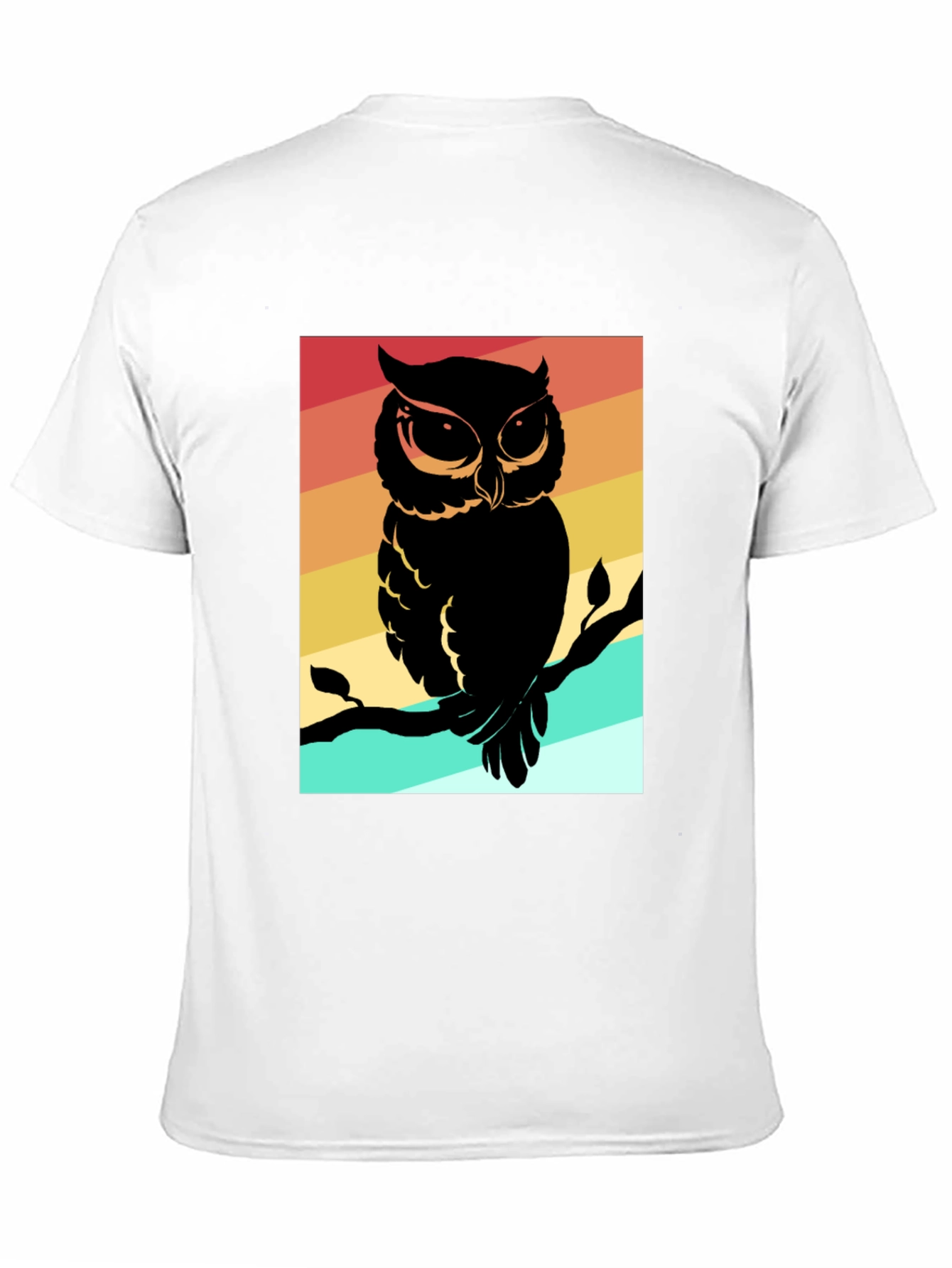 Retro Owl Graphic Tee - Mens Black Cotton T-Shirt