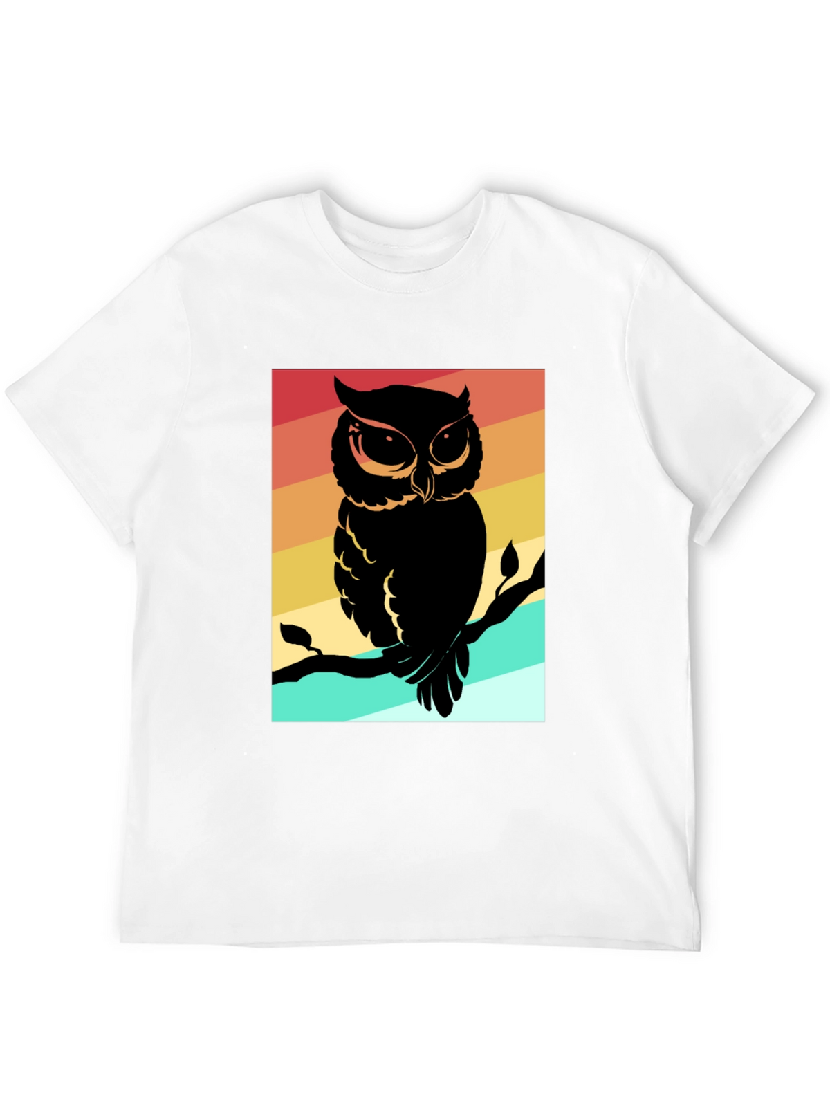 Retro Owl Graphic Tee - Mens Black Cotton T-Shirt