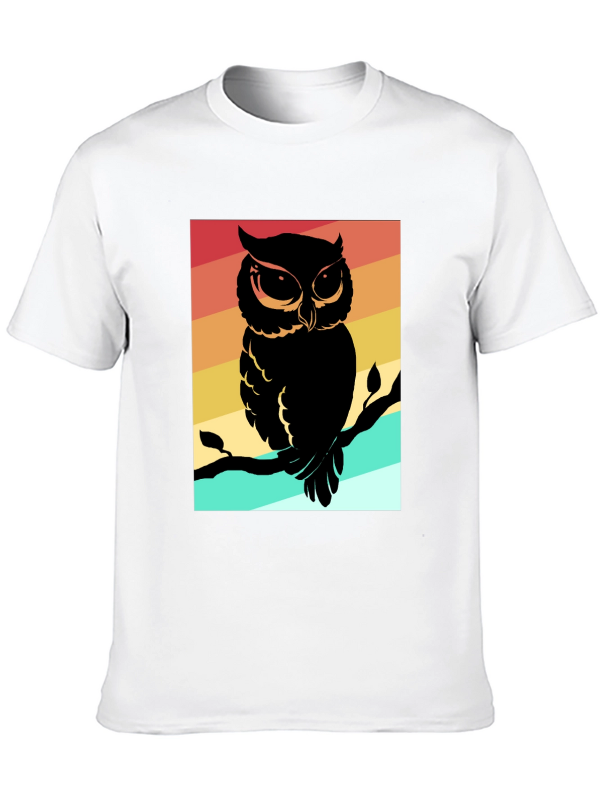 Retro Owl Graphic Tee - Mens Black Cotton T-Shirt