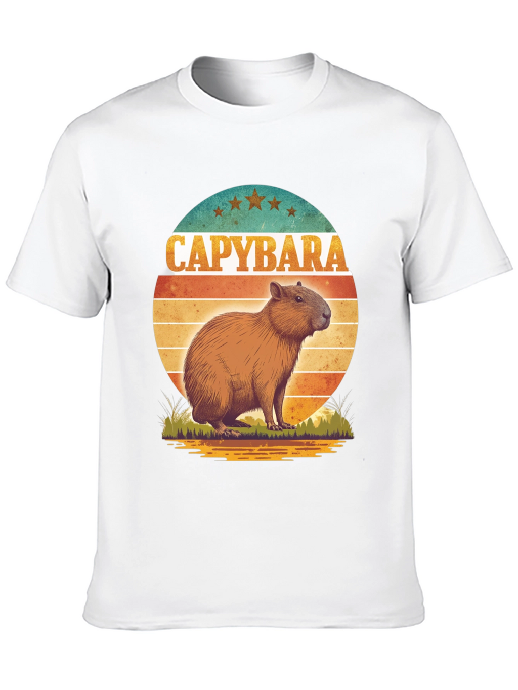 Capybara Retro Sunset Graphic Tee