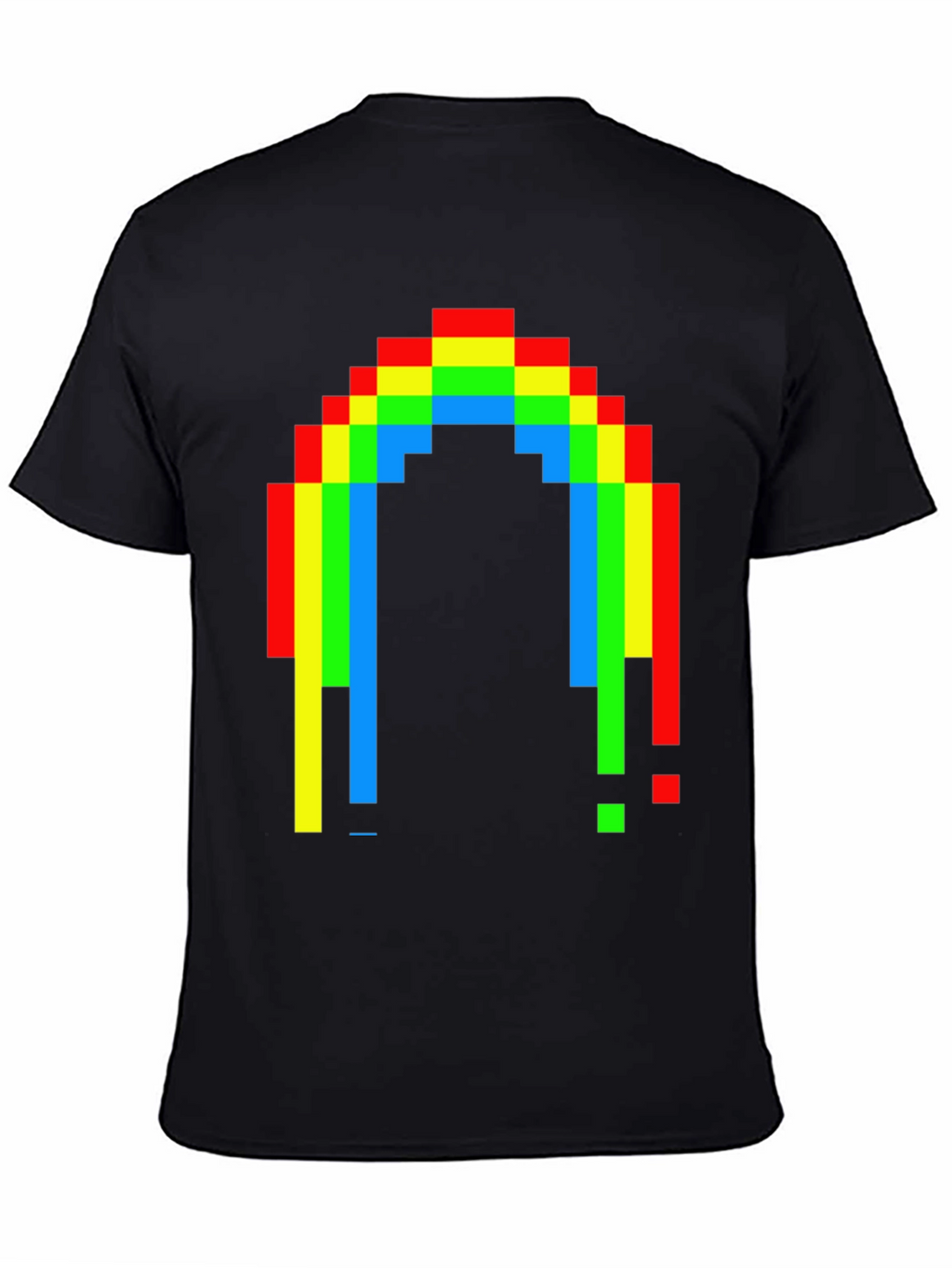 Pixel Rainbow Graphic Tee - Black Cotton Blend
