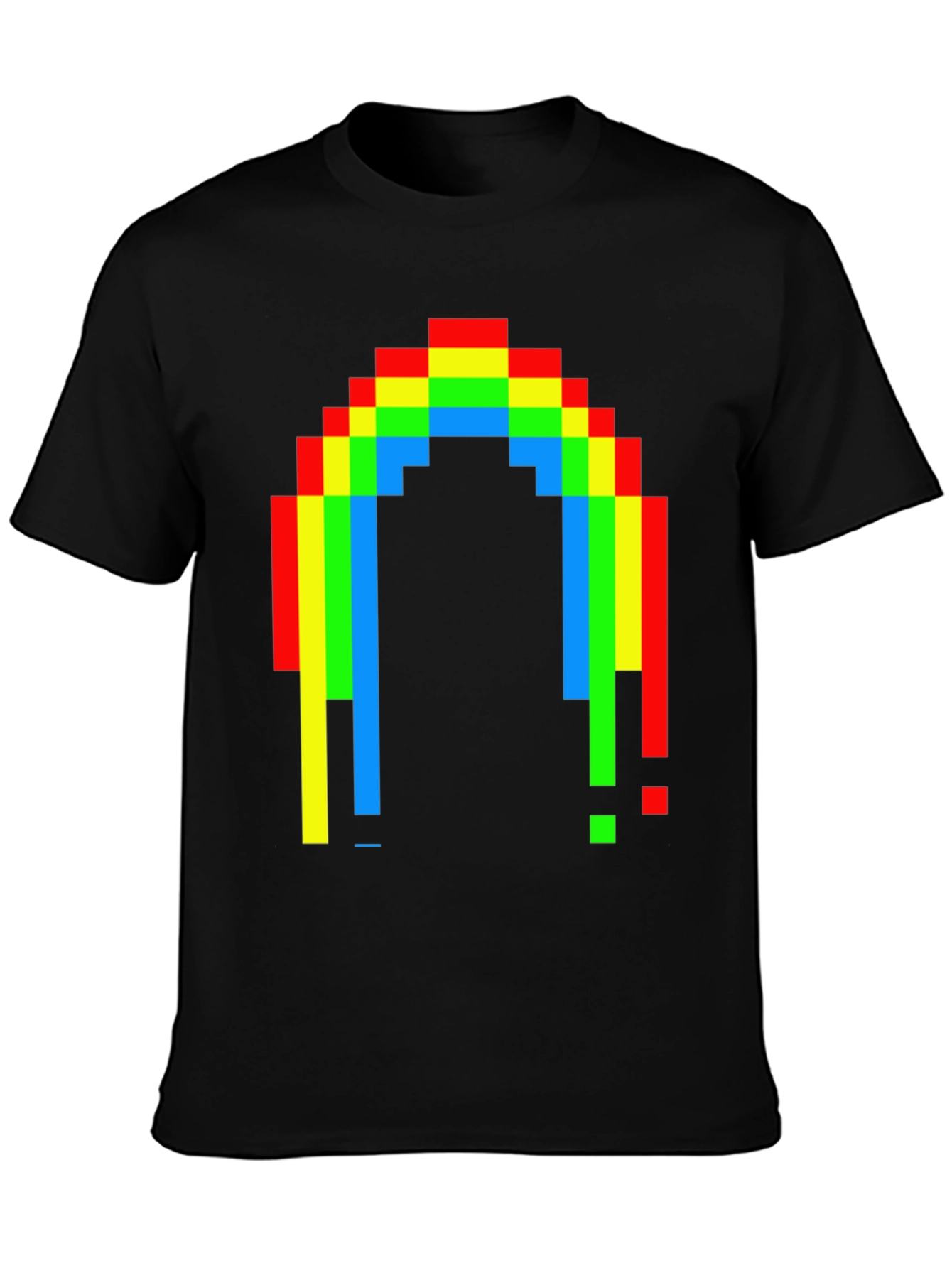 Pixel Rainbow Graphic Tee - Black Cotton Blend