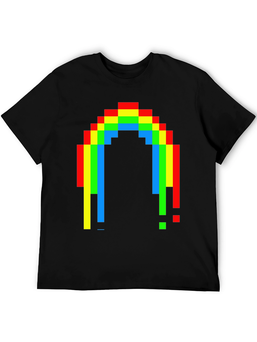 Pixel Rainbow Graphic Tee - Black Cotton Blend