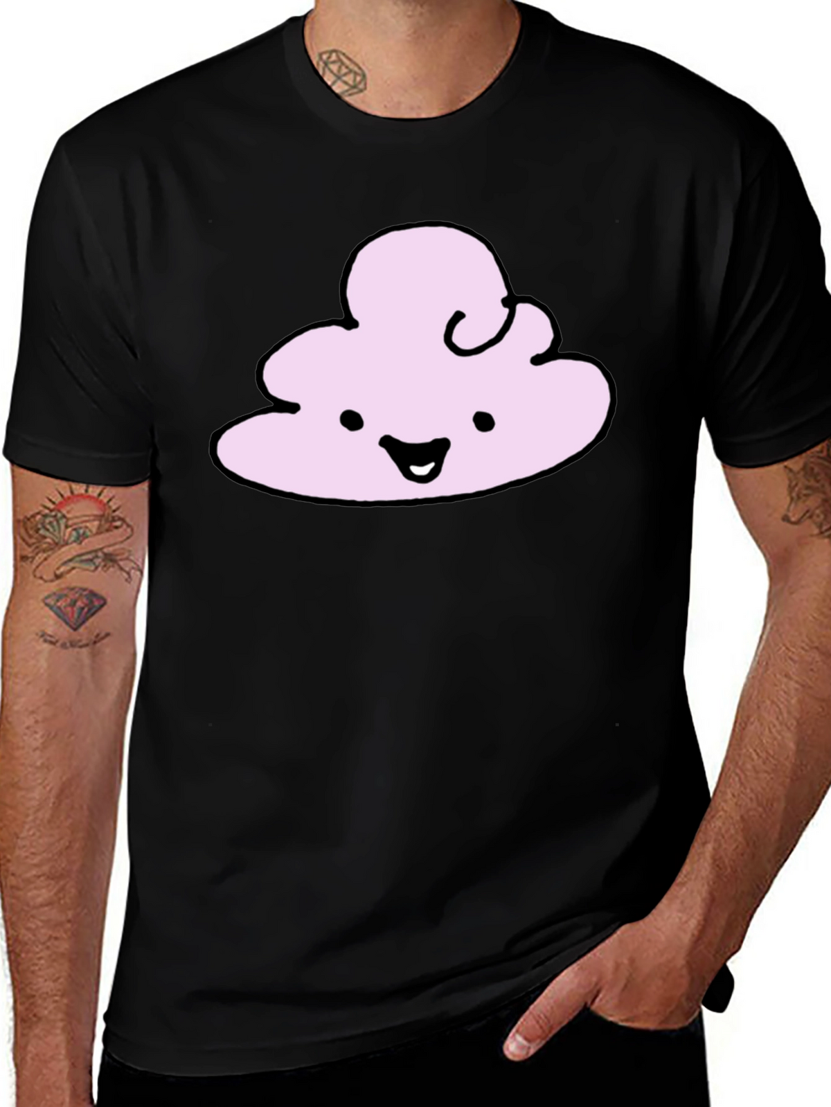 Cute Cloud Graphic T-Shirt - Black Cotton Tee