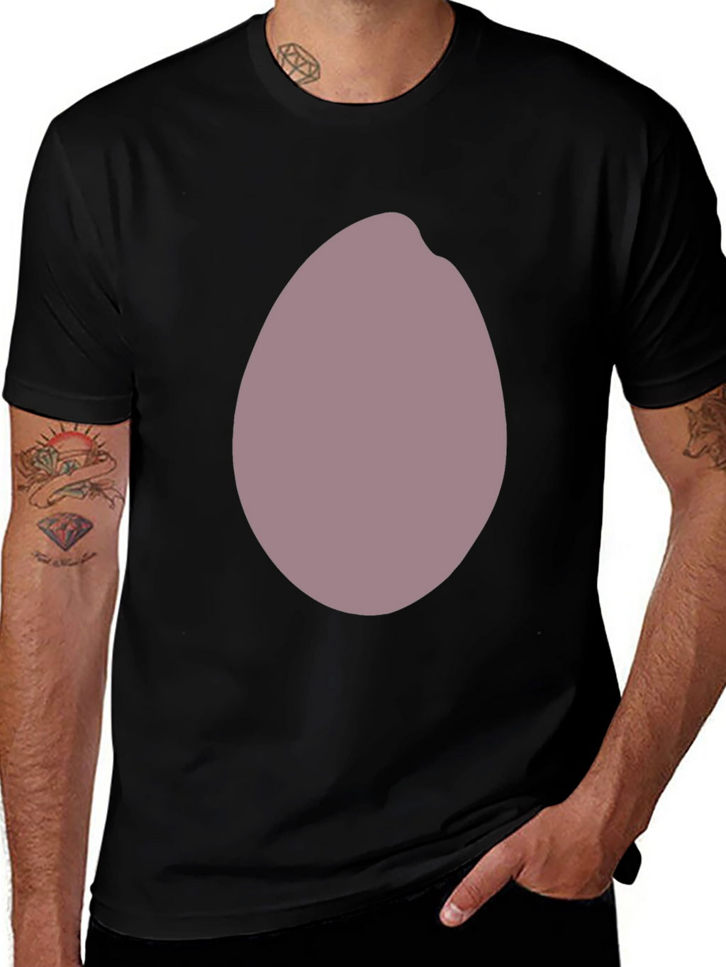 Mens Black T-Shirt with Unique Oval Graphic