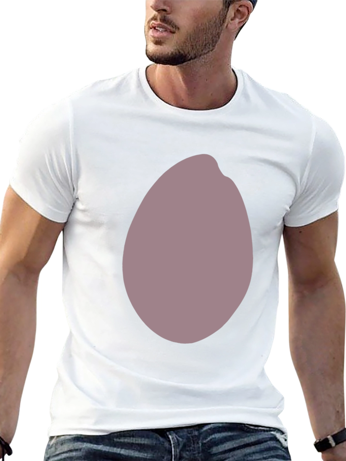 Mens Black T-Shirt with Unique Oval Graphic