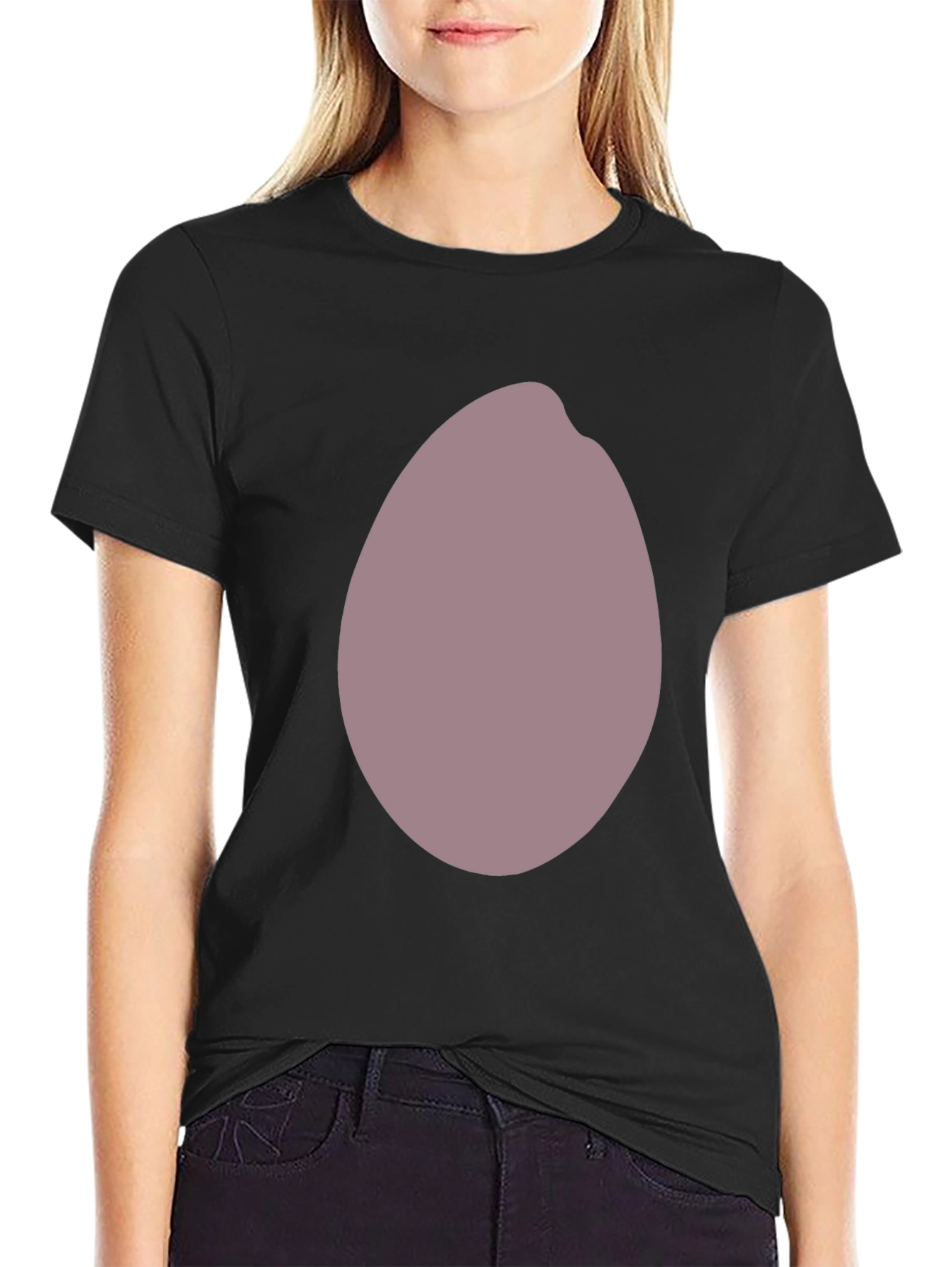 Mens Black T-Shirt with Unique Oval Graphic