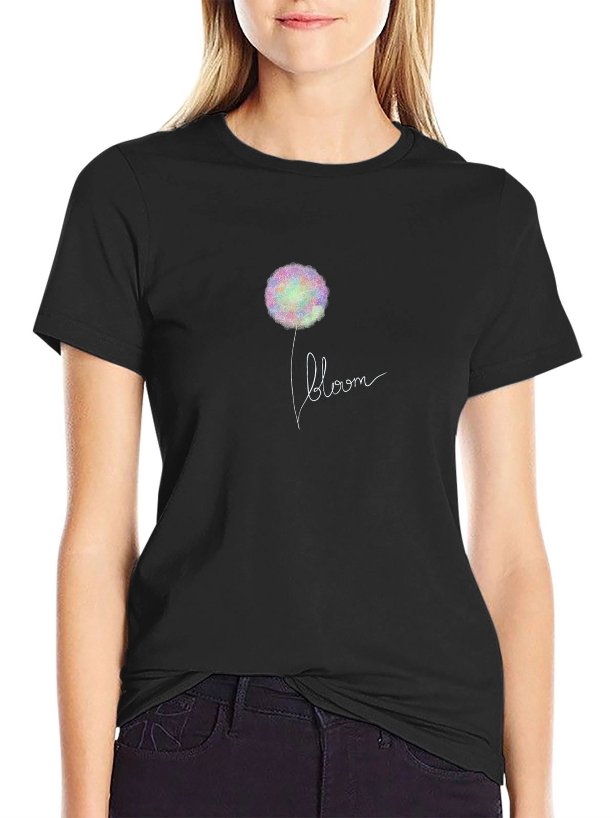 Bloom Graphic Print Black T-Shirt