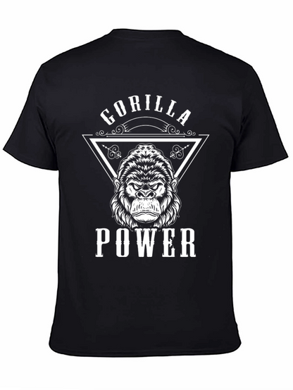 Gorilla Power Graphic Print Black T-Shirt