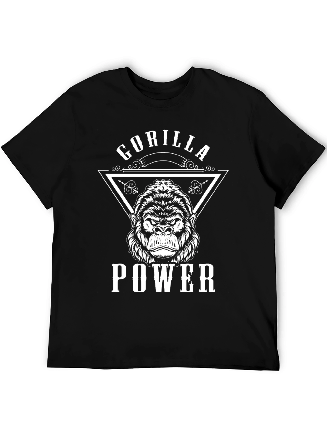 Gorilla Power Graphic Print Black T-Shirt