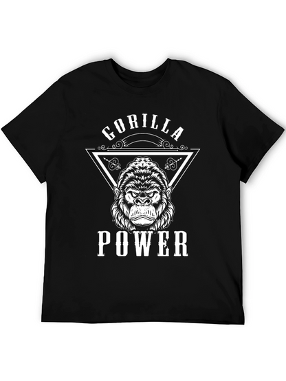 Gorilla Power Graphic Print Black T-Shirt