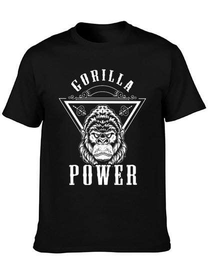 Gorilla Power Graphic Print Black T-Shirt