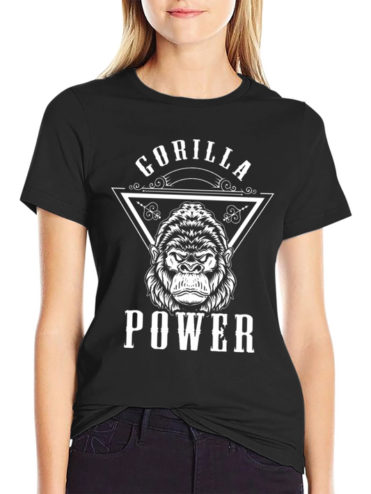 Gorilla Power Graphic Print Black T-Shirt