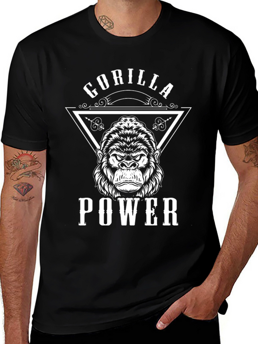 Gorilla Power Graphic Print Black T-Shirt